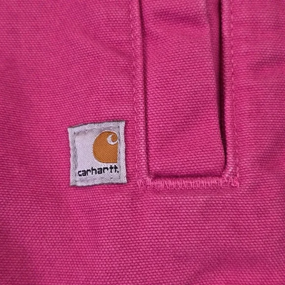 Carhartt Women's XS Sandstone Berkley Tulip Pink Sherpa Lined Hooded Canvas Vest - Picture 4 of 12